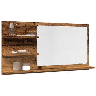 Badkamerspiegelkast 90x11x45 cm bewerkt hout oud houtkleurig 1