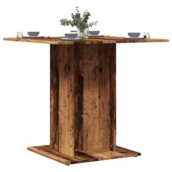 Eettafel 80x80x75 cm bewerkt hout oud houtkleurig 1