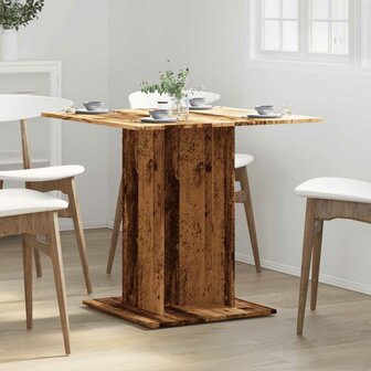 Eettafel 80x80x75 cm bewerkt hout oud houtkleurig 4