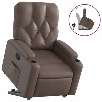 Sta-op-fauteuil verstelbaar kunstleer bruin 2