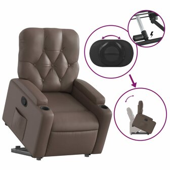 Sta-op-fauteuil verstelbaar kunstleer bruin 5