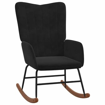 Schommelstoel met voetenbank fluweel zwart 4