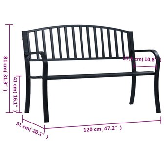 Tuinbank 120 cm staal zwart 7