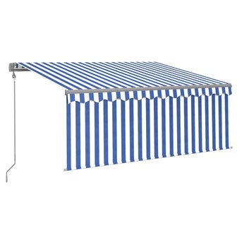 Luifel automatisch met gordijn LED windsensor 3x2,5 m blauw wit 2