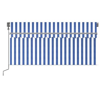 Luifel automatisch met gordijn LED windsensor 3x2,5 m blauw wit 3