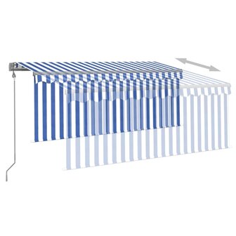 Luifel automatisch met gordijn LED windsensor 3x2,5 m blauw wit 4