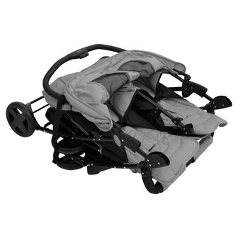 Tweeling kinderwagen staal lichtgrijs 7