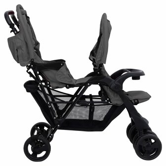 Tweeling kinderwagen tandem staal donkergrijs 4