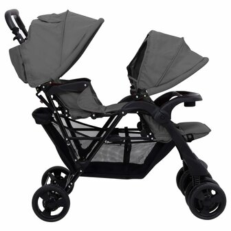Tweeling kinderwagen tandem staal donkergrijs 5