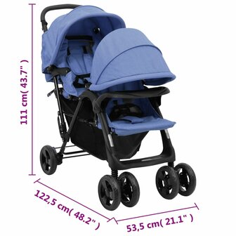 Tweeling kinderwagen tandem staal marineblauw 12
