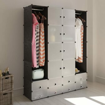 Kast modulair met 18 vakken 37x146x180,5 cm zwart en wit 1