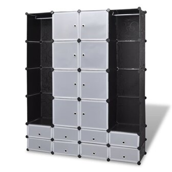 Kast modulair met 18 vakken 37x146x180,5 cm zwart en wit 2
