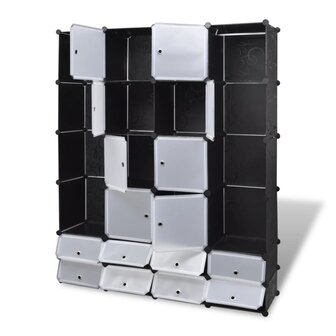 Kast modulair met 18 vakken 37x146x180,5 cm zwart en wit 3
