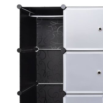 Kast modulair met 18 vakken 37x146x180,5 cm zwart en wit 4