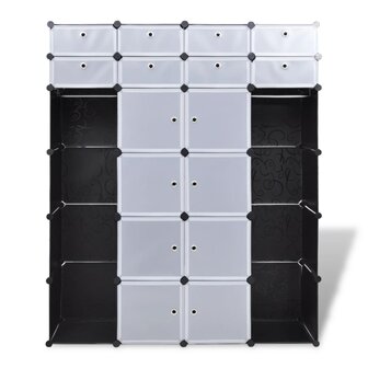 Kast modulair met 18 vakken 37x146x180,5 cm zwart en wit 6