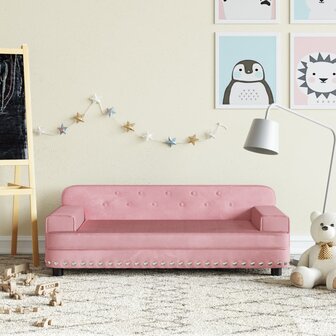 Kinderbank 90x53x30 cm fluweel roze 1