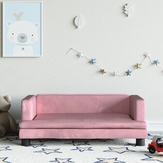 Kinderbank 80x45x30 cm fluweel roze 1