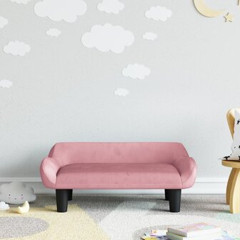 Kinderbank 70x40x24 cm fluweel roze 1