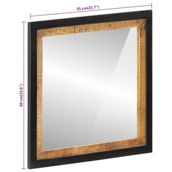 Badkamerspiegel 55x1x60 cm glas en massief mangohout 6