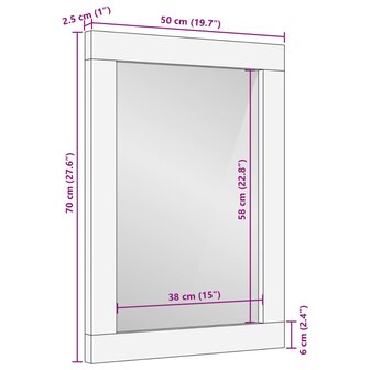 Badkamerspiegel 50x70 cm massief mangohout en glas 9