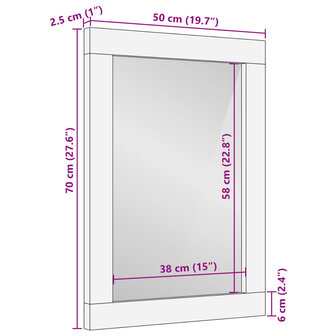 Badkamerspiegel 50x70x2,5 cm bewerkt hout en messing zwart 11