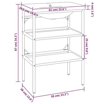 Wastafelframe met inbouwwastafel ijzer zwart 7