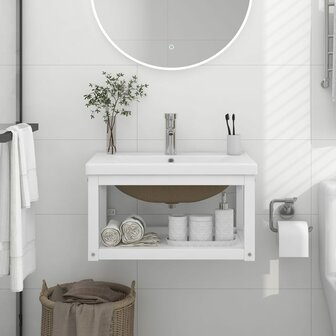 Wastafelframe met inbouwwastafel ijzer wit 1