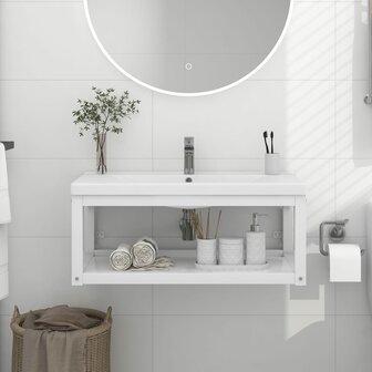 Wastafelframe wandgemonteerd 79x38x31 cm ijzer wit 1