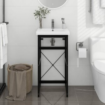 Wastafelframe 40x38x83 cm ijzer zwart 1