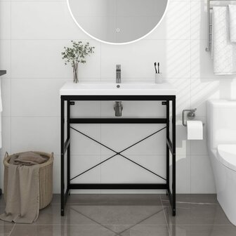 Wastafelframe 79x38x83 cm ijzer zwart 1