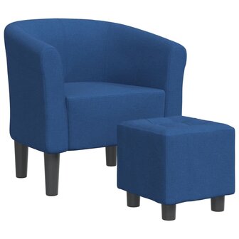 Kuipstoel met voetenbank stof blauw 2