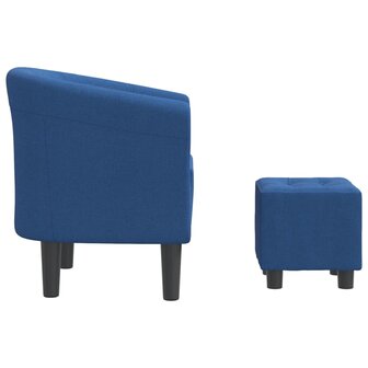 Kuipstoel met voetenbank stof blauw 4
