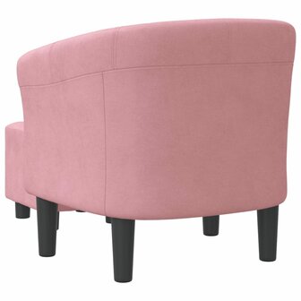 Kuipstoel met voetenbank fluweel roze 5