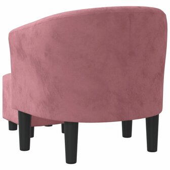 Kuipstoel met voetenbank fluweel roze 5
