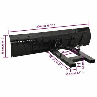 Sneeuwploeg voor heftruck 200x48 cm zwart 10