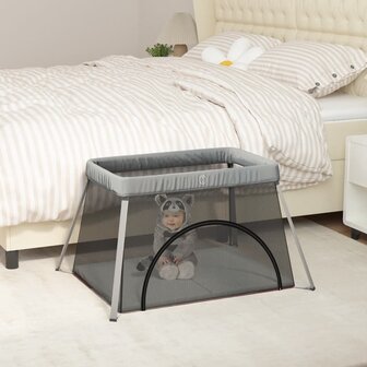 Babybox met matras linnen lichtgrijs 1