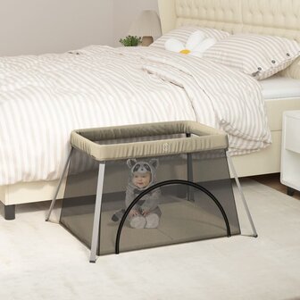 Babybox met matras linnen taupe 1