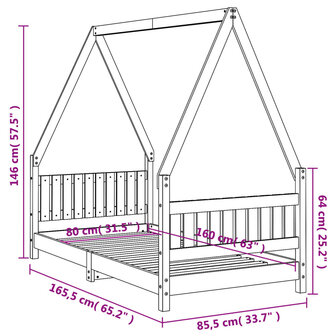 Kinderbedframe 80x160 cm massief grenenhout 9