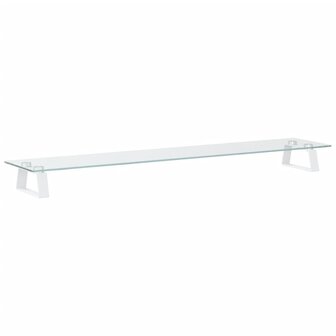 Monitorstandaard 100x20x8 cm gehard glas en metaal wit 6