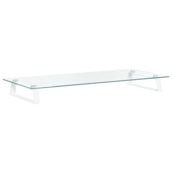 Monitorstandaard 80x35x8 cm gehard glas en metaal wit 2