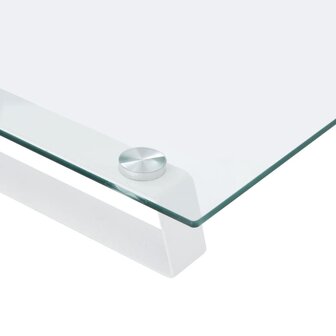 Monitorstandaard 80x35x8 cm gehard glas en metaal wit 7