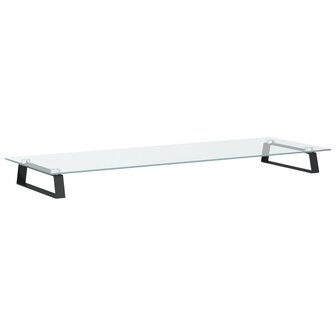 Monitorstandaard 100x35x8 cm gehard glas en metaal zwart 2