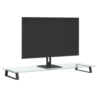 Monitorstandaard 100x35x8 cm gehard glas en metaal zwart 3