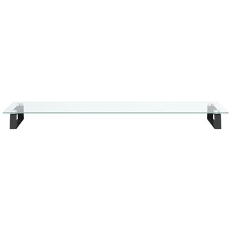 Monitorstandaard 100x35x8 cm gehard glas en metaal zwart 4