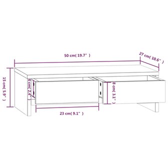 Monitorstandaard 50x27x15 cm massief grenenhout 9
