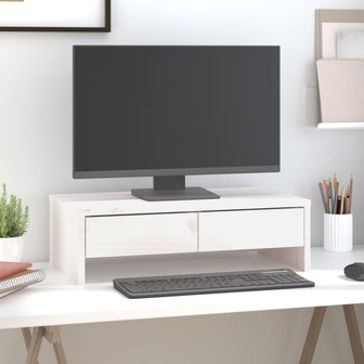 Monitorstandaard 50x27x15 cm massief grenenhout wit 1
