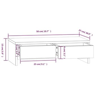 Monitorstandaard 50x27x15 cm massief grenenhout wit 9