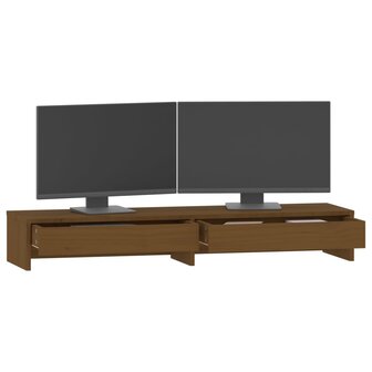 Monitorstandaard 100x27x15 cm massief grenenhout honingbruin 4