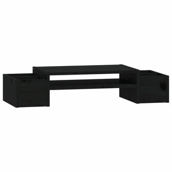 Monitorstandaard 70x27,5x15 cm massief grenenhout zwart 2