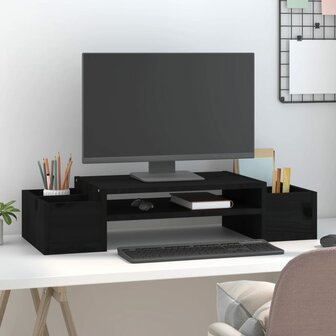 Monitorstandaard 70x27,5x15 cm massief grenenhout zwart 3